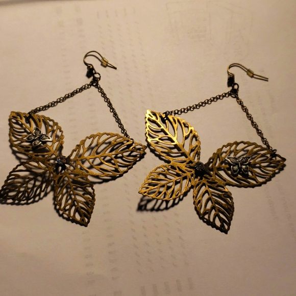 None Jewelry - Butterfly earrings (golden bronze)